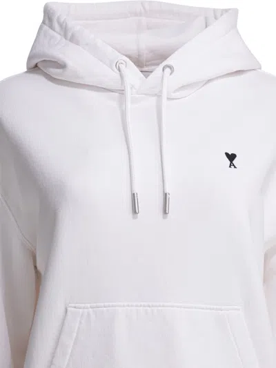 Ami Alexandre Mattiussi Ami Paris Molleton Grey Hoodie With Black Embroidered Logo In Gray