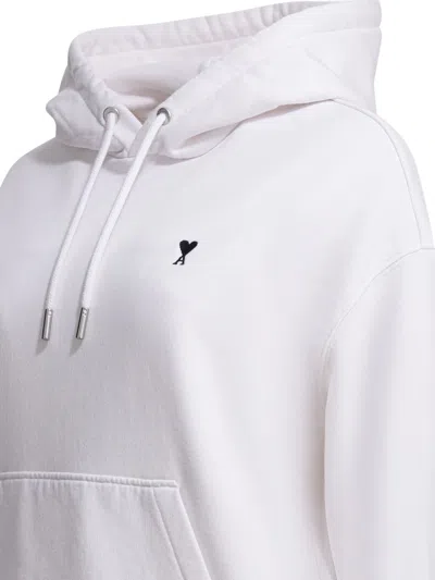 Ami Alexandre Mattiussi Ami Paris Molleton Grey Hoodie With Black Embroidered Logo In Gray