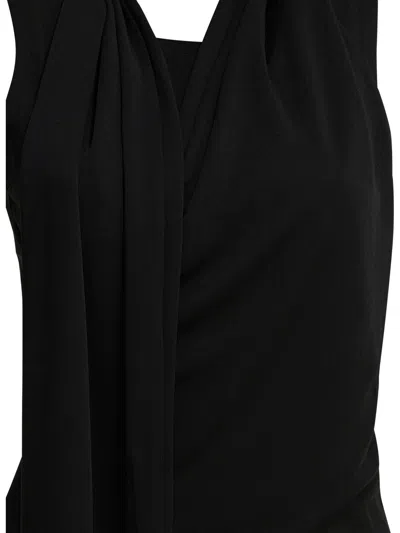 Ami Alexandre Mattiussi Sleeveless Top Asymmetric Hem Draped Detail In Black