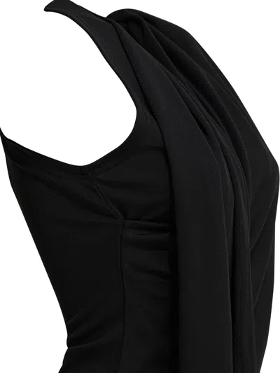 Ami Alexandre Mattiussi Sleeveless Top Asymmetric Hem Draped Detail In Black