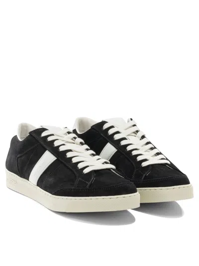 Tom Ford Blake Sneakers Suede Upper Contrast Stripe Rubber Sole In Black