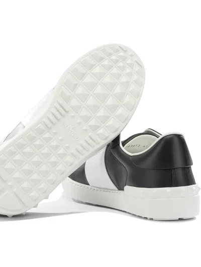 Valentino Garavani Open Sneakers In Leather With Contrast Colored Stripe And Stud Detail In White