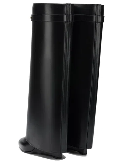 Givenchy Black Sandals With Logo Plaque On The Front And High Wedge Heel In Leather Woman