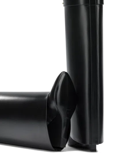 Givenchy Black Sandals With Logo Plaque On The Front And High Wedge Heel In Leather Woman