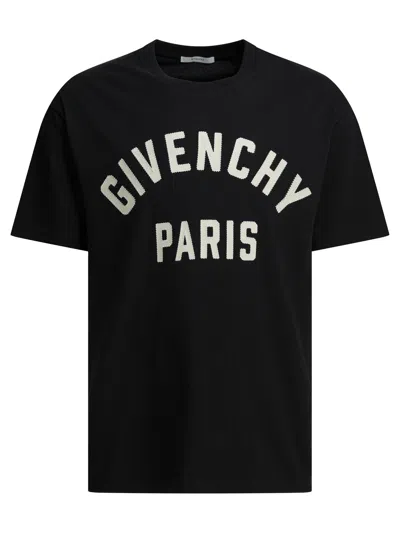 Givenchy Men Black Crewneck T-shirt With Maxi Logo Lettering On The Front In Cotton Man