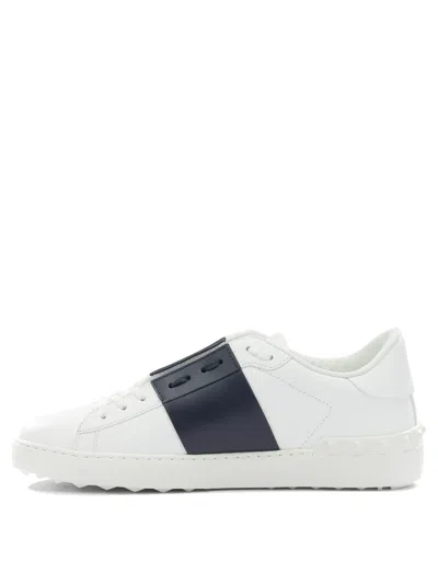 Valentino Garavani Open Leather Sneakers With Contrast Band And Stud Details Shoes In White