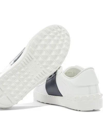 Valentino Garavani Open Leather Sneakers With Contrast Band And Stud Details Shoes In White