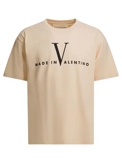 Valentino Garavani Cotton T-shirt With Made In Print Clothing In Nude