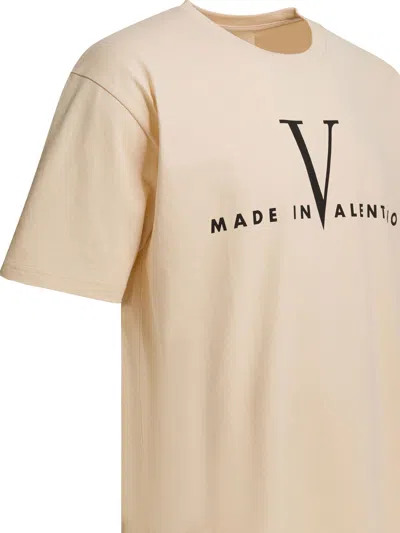Valentino Garavani Cotton T-shirt With Made In Print Clothing In Nude