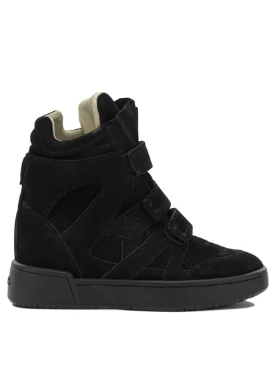 Isabel Marant Women Black Wedge With Insert Design And High Heel Sneaker In Leather Woman
