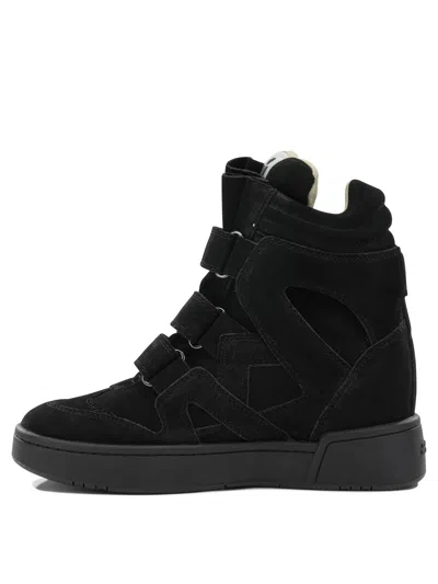 Isabel Marant Women Black Wedge With Insert Design And High Heel Sneaker In Leather Woman
