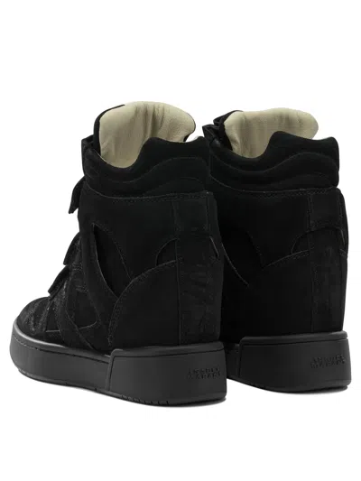 Isabel Marant Women Black Wedge With Insert Design And High Heel Sneaker In Leather Woman