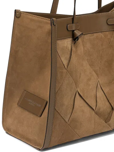 Gianni Chiarini Rectangular Suede Shoulder Bag Double Handles In Brown