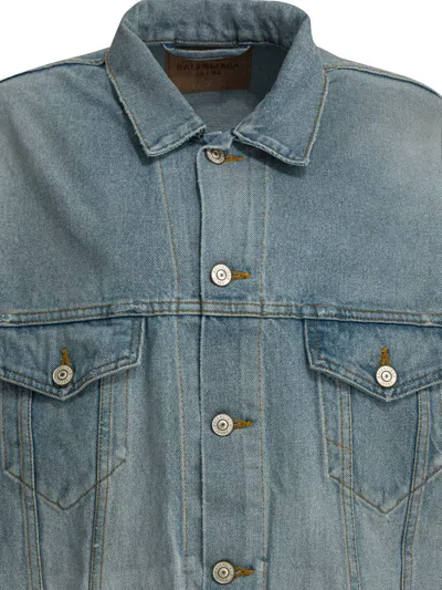 Balenciaga Collared Regular Jacket Long Sleeves Pockets In Blue