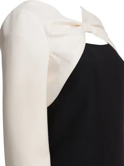 Valentino Garavani Crepe Couture Short Dress With Bow And Contrasting Sleeves Clothing In Black