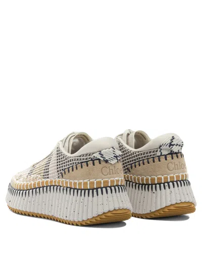 Chloé Chloe Nama Whipstitch-trim Low Top Sneaker In Neutral