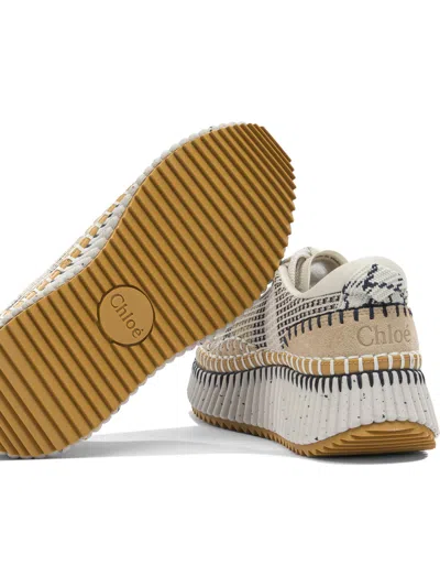 Chloé Chloe Nama Whipstitch-trim Low Top Sneaker In Neutral
