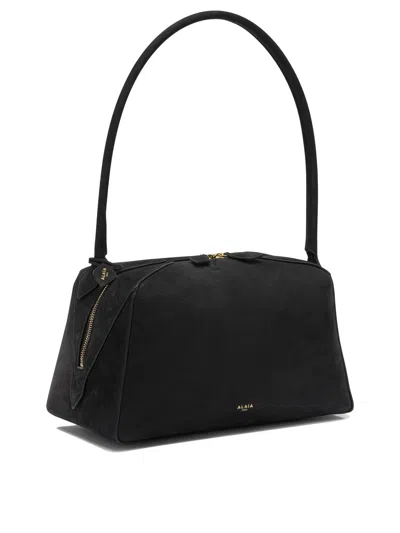 Alaïa Le Bouledogue Bowling Shoulder Bag In Nubuck Leather In Black
