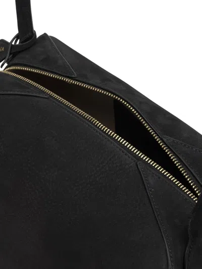 Alaïa Le Bouledogue Bowling Shoulder Bag In Nubuck Leather In Black