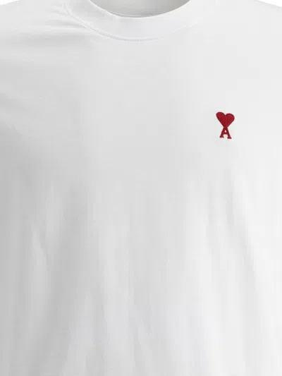 Ami Alexandre Mattiussi Ami Paris Men Cotton T-shirt With Iconic Embroidery In White