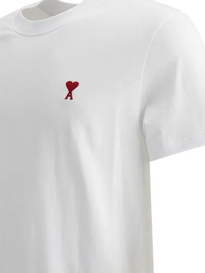 Ami Alexandre Mattiussi Ami Paris Men Cotton T-shirt With Iconic Embroidery In White