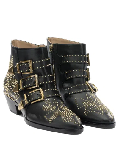 Chloé Chloe Women Embellished Nappa Leather Susanna Ankle Boots In Black