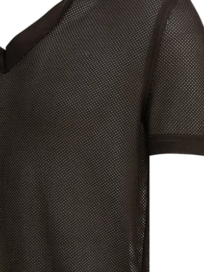Tom Ford Mens Chocolate Open-collar Mesh Cotton And Silk-blend Polo Top In Brown
