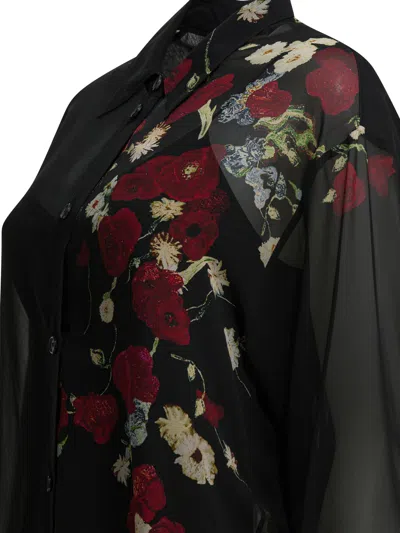 Khaite Gloria Long Sleeve Silk Chiffon Shirtdress In Black