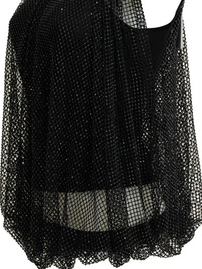 Sportmax Embellished Mesh And Jersey Top In Black