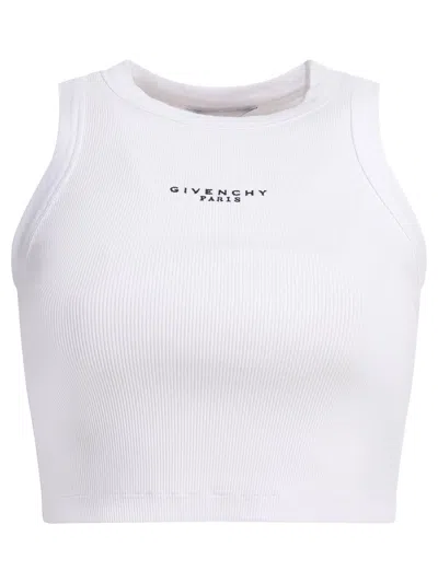 Givenchy White Sleeveless Top With Logo Lettering On The Front In Cotton Stretch Woman In White