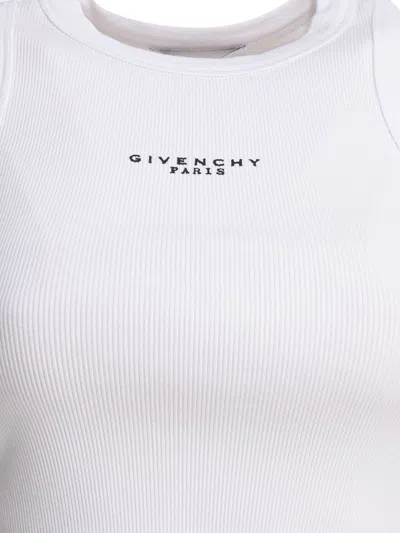Givenchy White Sleeveless Top With Logo Lettering On The Front In Cotton Stretch Woman In White