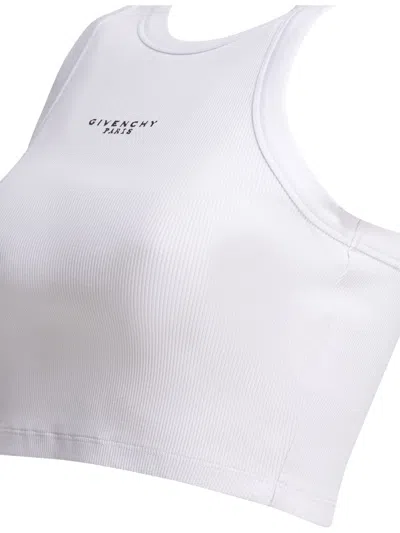 Givenchy White Sleeveless Top With Logo Lettering On The Front In Cotton Stretch Woman In White