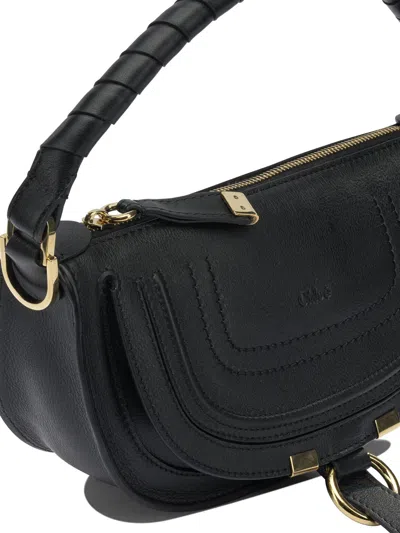 Chloé Mini Marcie Shoulder Bag In Soft Leather In Black