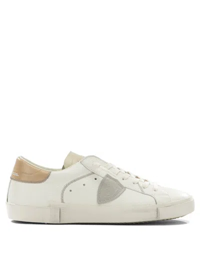Philippe Model Sneakers Prsx Low Man Veau Cerf Lait Mud In White