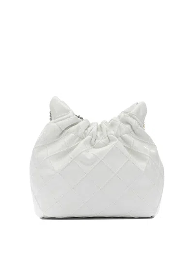 Tory Burch Mini Fleming Soft Distressed Drawstring Bag In White