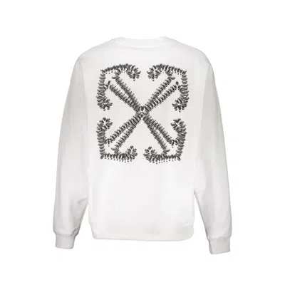 Off-white Long-sleeve Round-collar Sweatshirt In White