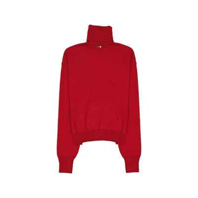 Herno Multicolor Virgin Wool Turtleneck In Red