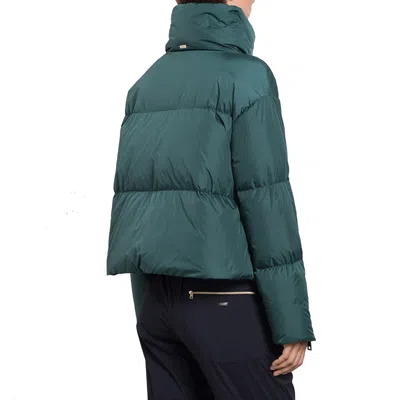 Herno Bicolor Polyamide Coat In Green