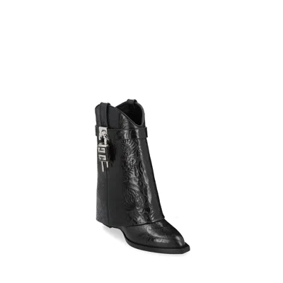 Givenchy Shark Lock Cowboy Boots In Black