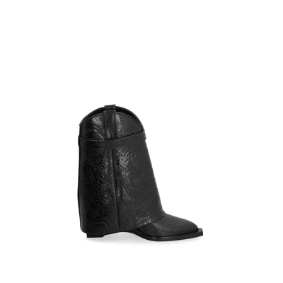 Givenchy Shark Lock Cowboy Boots In Black