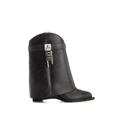 Givenchy Shark Lock Cowboy Boots In Black
