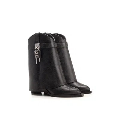 Givenchy Shark Lock Cowboy Boots In Black