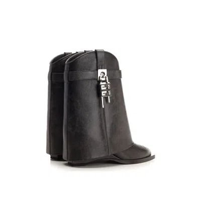 Givenchy Shark Lock Cowboy Boots In Black