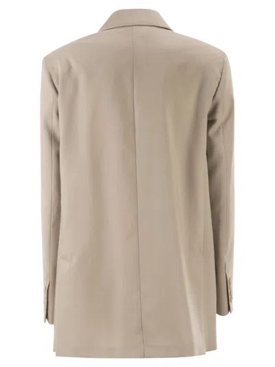 Max Mara Double-breasted Wool Blend Blazer In Brown