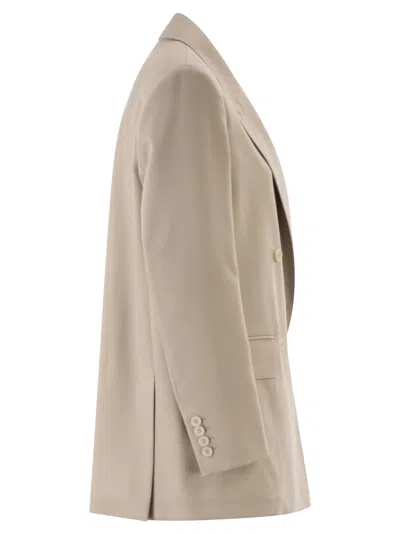 Max Mara Double-breasted Wool Blend Blazer In Brown