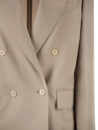 Max Mara Double-breasted Wool Blend Blazer In Brown