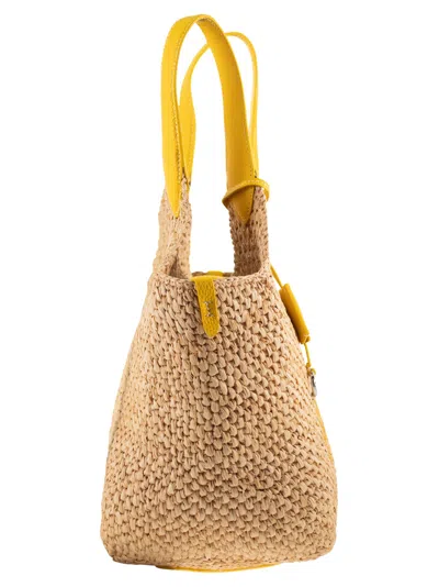 Polo Ralph Lauren Polo Play Raffia And Leather Tote Bag In Yellow