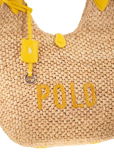 Polo Ralph Lauren Polo Play Raffia And Leather Tote Bag In Yellow