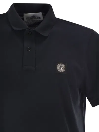 Stone Island Mens Black Brand-patch Regular-fit Stretch-cotton Polo Shirt Xl In Blue