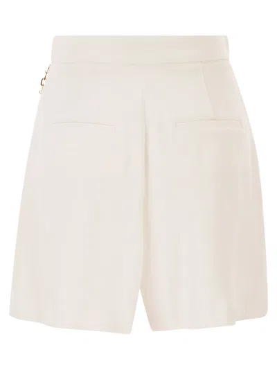 Elisabetta Franchi White Shorts With Chain Detail On The Front And Front Concealed Closure In Viscose Stretch Woman